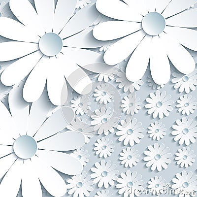 Stylish grey background with 3d white chamomile Stock Photo