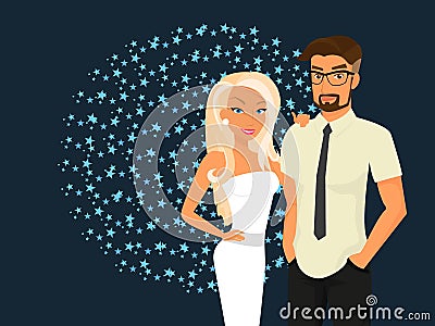 Stylish guy and his pretty girlfriend Vector Illustration