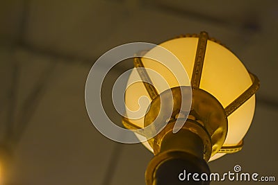 Stylish hang round ceiling luxury beautiful retro edison light lamp sit. Stock Photo