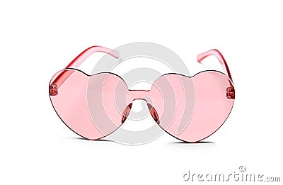 Stylish heart shaped glasses on white Stock Photo