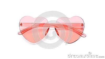 Stylish heart shaped glasses on white Stock Photo