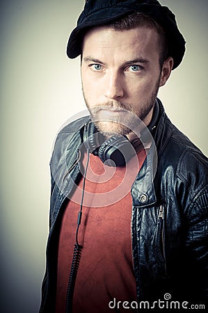 Stylish hipster man portrait Stock Photo