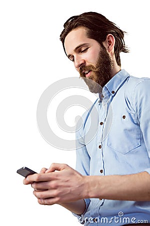 Stylish hipster sending a text Stock Photo