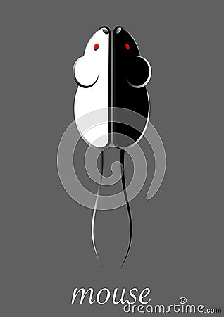Stylish icon of a black and white mouse icone for web and print. Minimalistic symbol of the home of a rodent mouse or rat, Vector Illustration