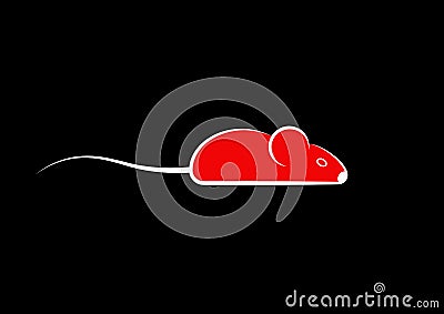 Stylish icon of a red mouse icone for web and print. Vector Illustration