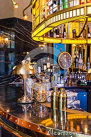 Stylish interior bar, in vintage style. Editorial Stock Photo