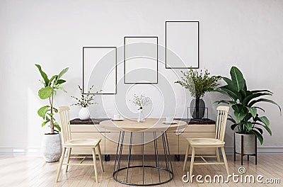 Stylish interior design of teahouse cafe with mock up poster frame Stock Photo