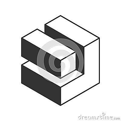 Stylish isometric cube design, perfect for modern technology, architecture, or engineering projects. Clean lines and grayscale Vector Illustration