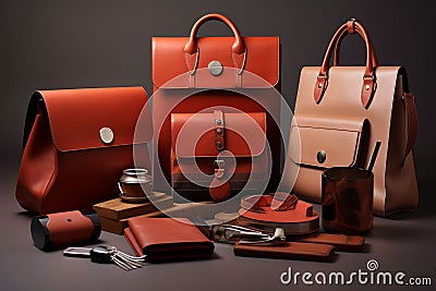 Stylish Leather Goods Gift Collection showcasing Stock Photo