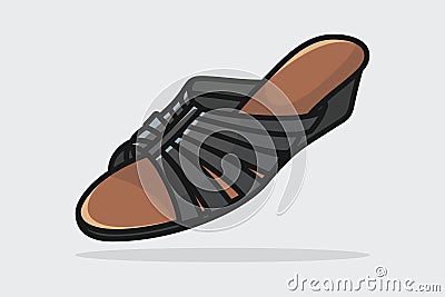 Stylish Leather Women Slipper, Trendy Casual Style Slipper Shoe vector illustration. Beauty fashion objects icon concept. Vector Illustration