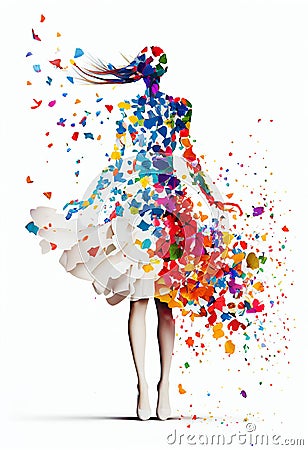 Stylish mannequin with flowers and petals Stock Photo