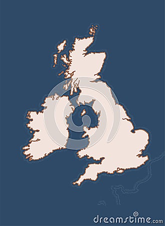 Stylish map of United Kingdom of Great Britain and Northern Ireland in pale dark colors Vector Illustration