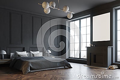 Stylish master bedroom corner, black Stock Photo