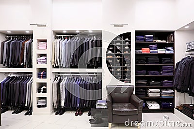 Stylish men's clothes in shop Stock Photo