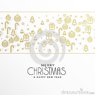 Stylish merry christmas greeting with xmas icons Vector Illustration