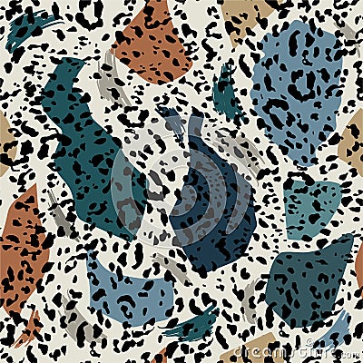 Stylish and minimal Seamless pattern Trendy colorful of freehand with animal leopard print. Trendy hand drawn. M Stock Photo