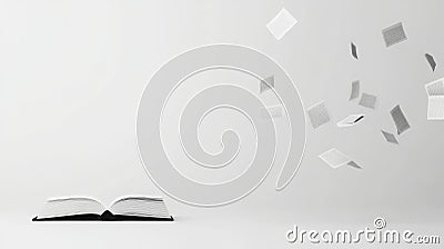 Stylish minimalist design featuring a book with floating typography elements. Generative AI Stock Photo