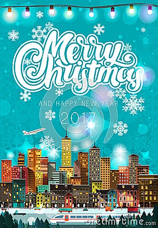 Stylish modern flat Christmas Vector Illustration