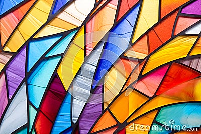 Stylish modern stained-glass window in bright colors. Generative AI. Cartoon Illustration