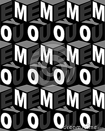 Stylish monotone black ,grey and white modern typo 3D in wording Stock Photo