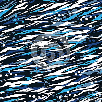 Stylish monotone blue shade trendy animal skin prints hand drawn brush color seamless pattern ,Design for fashion,fabric,web, Stock Photo