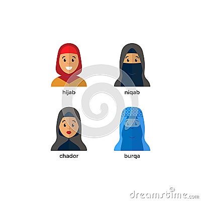 Stylish muslim headwear icon. Muslim woman vector avatar Vector Illustration