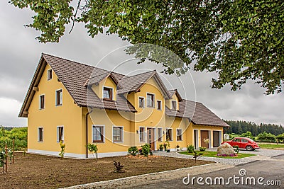 Stylish new building in a rural area Stock Photo