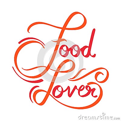 Stylish Orange Food Lover Font Text Over White Stock Photo