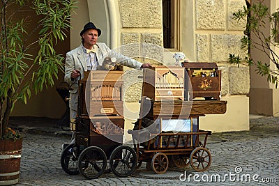 Organ-Grinder, Niederosterreich, Austria Editorial Stock Photo