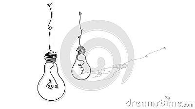 Stylish, painted light bulbs for backgrounds in the form of wires Vector Illustration