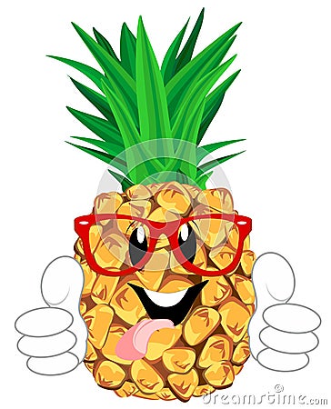 Happy and trendy pineapple Stock Photo