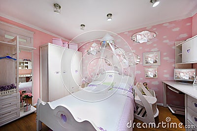 Stylish pink bedroom Stock Photo