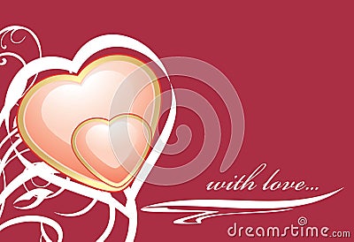 Stylish pink hearts on the dark red background Vector Illustration