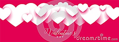 Stylish pink valentines day wide banner design Vector Illustration