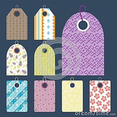 Stylish price clothes tag with pattern sale card stickers collection paper blank business promotion badge vector Vector Illustration