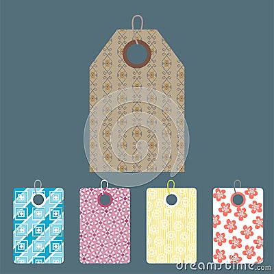 Stylish price clothes tag with pattern sale card stickers collection paper blank business promotion badge vector Vector Illustration