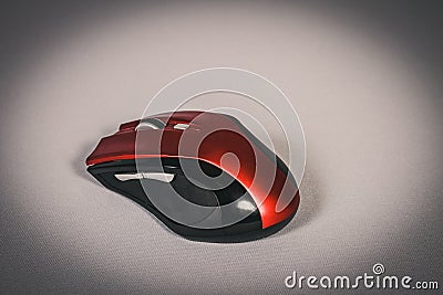 Stylish red and black wireless mouse Stock Photo
