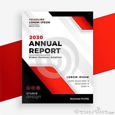 Stylish red company annual report business template Vector Illustration