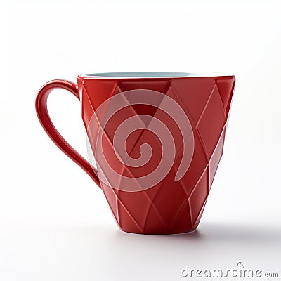 Stylish Red Cup With Intricate Geometric Design Stock Photo