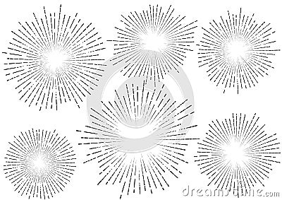 Stylish retro star burst explosion rays collection isolated coll Vector Illustration