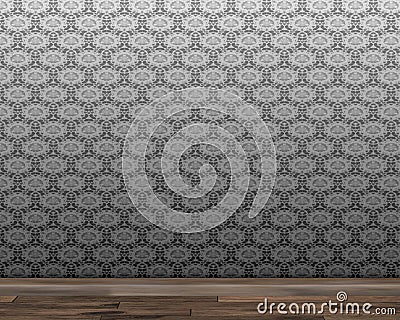 Stylish room interior with vintage wallpaper Stock Photo