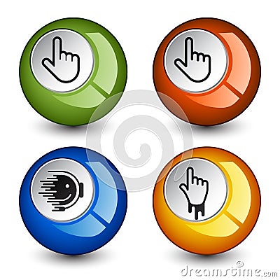 Stylish round glossy buttons Vector Illustration