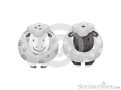 Stylish salt and pepper shaker in the form of sheep. Vector illustration. Vector Illustration