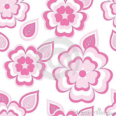 Stylish seamless pattern with sakura and leaves Vector Illustration