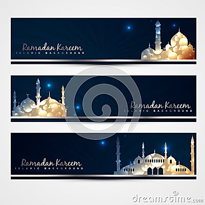 Stylish set of ramadan banners Vector Illustration