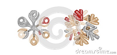 Stylish shaded snowflake with transparent elements isolated on white background Vector Illustration