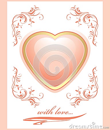 Stylish shining pink heart. Greeting card to the V Vector Illustration