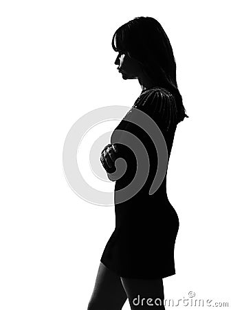 Stylish silhouette woman sullen sulking Stock Photo