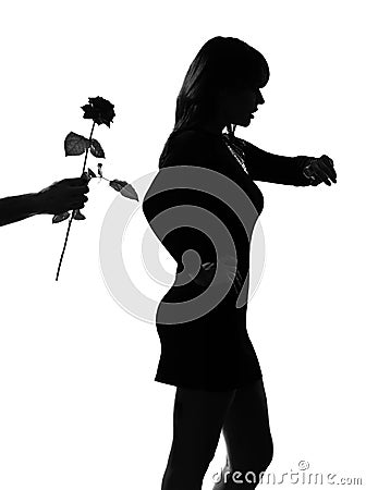 Stylish silhouette woman waiting late lover Stock Photo