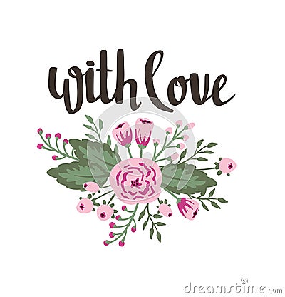 Stylish simple floral design with wedding, marriage, save the date, Valentine's day. Vector Illustration